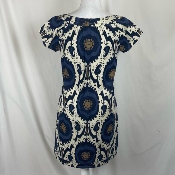 J Crew Cream Navy 100%‎ Cotton Casual Cottage Feminine Dress NWOT Size 0 - Picture 5 of 11